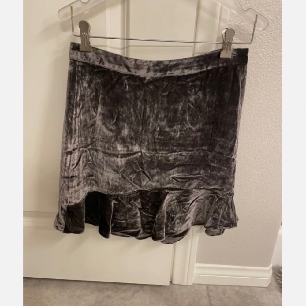 MADEWELL Gray Velvet Ruffle Edge Skirt Size 4